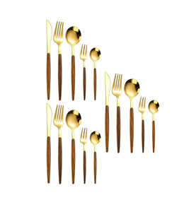 Long manche acier inoxydable cuillère fourchette salade fruits Dessert thé cuillère manche en bois personnalisé boîte cadeau emballage - Product Image 5