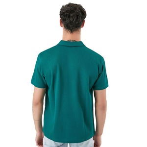 เสื้อโปโลชายเสื้อถักวาฟเฟิลแขนสั้นโลโก้ออกแบบได้ตามต้องการ - Product Image 3