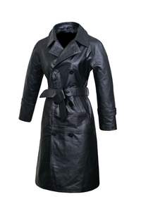 Vêtements pour femmes grande taille de haute qualité Vrai manteau long en peau de mouton Col montant Vêtements d'extérieur pour femmes Manteau en cuir à ceinture Trench-coat - Product Image 3