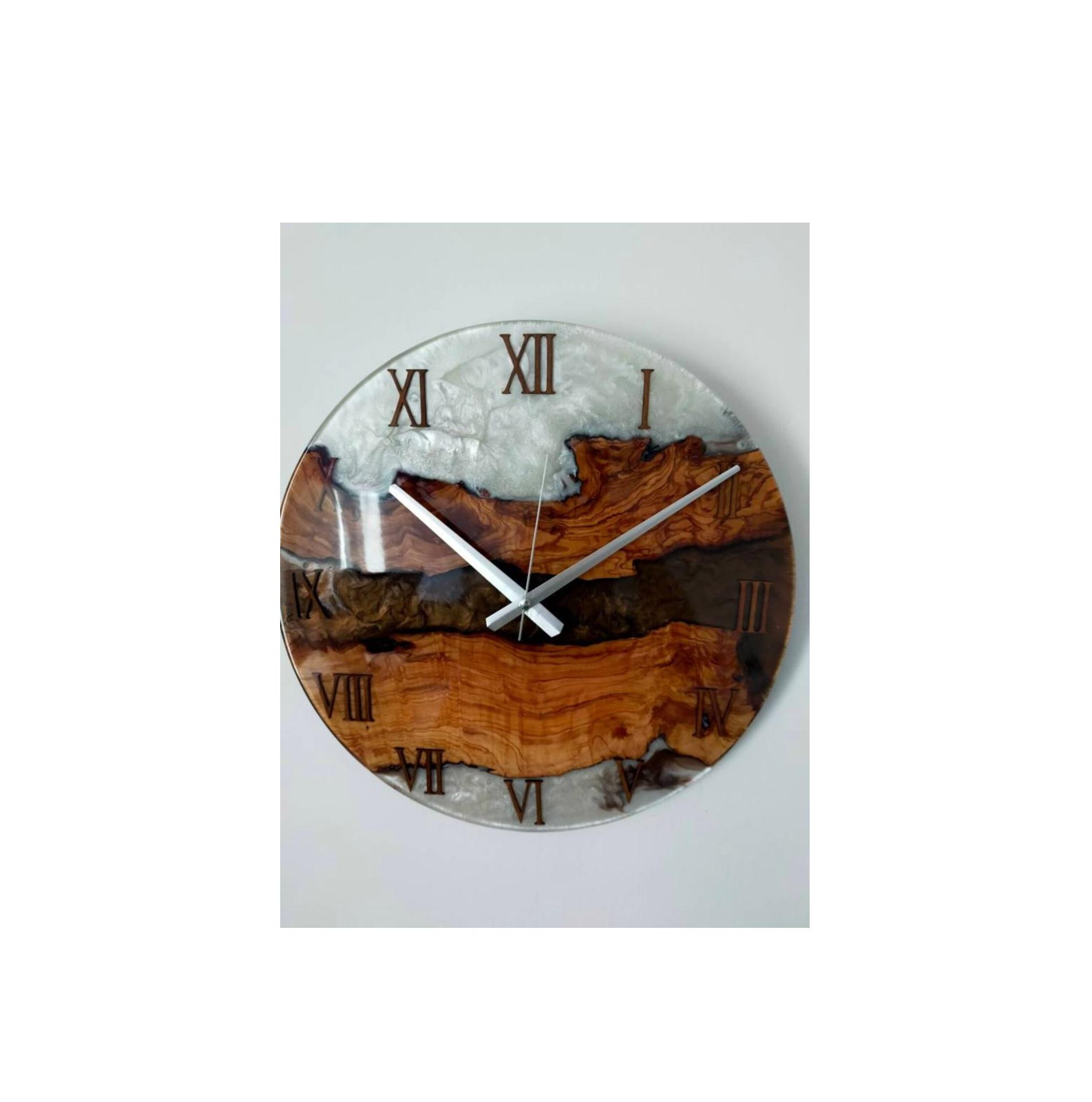 Reloj de pared de madera y resina epoxi del vendedor caliente 100% forma  redonda de alta calidad para la Oficina hogar Reloj de pared de madera  tamaño