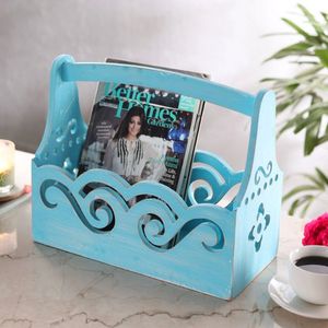 Porte-revues Adele Blue en bois d'ingénierie, minimaliste, durable, léger, carré, intérieur, toutes saisons - Product Image 1