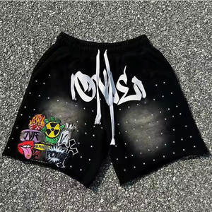 Shorts de sport pour hommes en coton uni de haute qualité, en gros, taille élastique, séchage rapide, fermeture à cordon, personnalisable, loisirs - Product Image 3