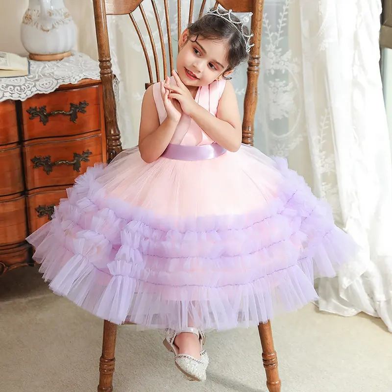 hot sale baby wedding bubble dress for girl wedding 2 year baby girl party wear dresses