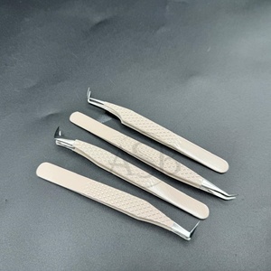 Pinces à cils professionnelles en acier inoxydable durable avec logo personnalisé, revêtement nude, forte adhérence, pinces à cils durables pour extensions de cils - Product Image 5