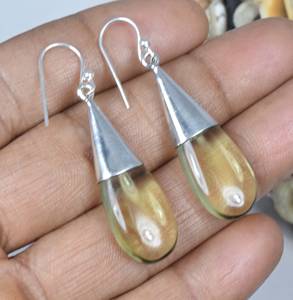 Tendance 925 argent Sterling ethnique fin naturel février pierre de naissance vert améthyste Quartz facettes pierres précieuses boucles d'oreilles tenue de fête - Product Image 3