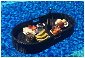 Plateau de petit déjeuner flottant moderne meilleur prix plateau de thé de service à domicile avec accents de marbre de bambou en bois d'acier de rotin fabriqués au Viet Nam - Product Image 3