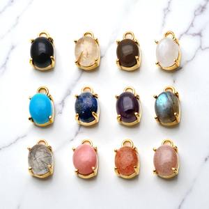 Gold Plated Oval Sunstone Connector Charm with Prong Setting Faceted Stone Single <b>Bail</b> <b>Pendant</b> for Jewelry Making - Product Image 4