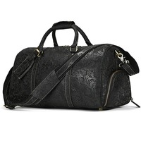 Grand sac de sport en cuir écologique compartiment à chaussures fermeture éclair bandoulière réglable pour le sport voyage week-end utilisation