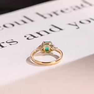 10K/14K/18K or massif certifié IGI laboratoire cultivé émeraude bague de fiançailles trillion Accent cadeau d'anniversaire pour femme trois anneaux - Product Image 2