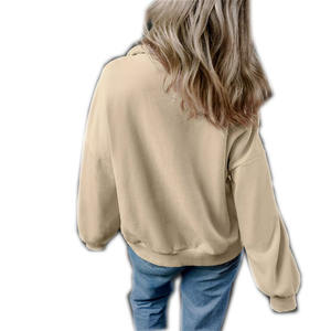 OEM Casual blanco liso bordado sudadera media cremallera polar algodón Sudadera con capucha de gran tamaño señoras Sudadera con capucha para mujer sudadera - Product Image 2