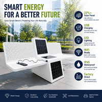 Banc solaire intelligent d'extérieur avec charge USB, éclairage LED, compatible Wi-Fi pour parcs urbains intelligents et espaces publics OEM ODM