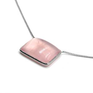 สร้อยคอเงินสเตอร์ลิง925สวยงามพร้อมโรสควอตซ์เครื่องประดับงานแต่งงานแบบมินิมอล NL0260-GS ของขวัญทองคำขาว - Product Image 2