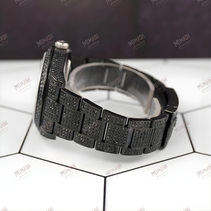 Montre élégante en diamant moissanite pour homme, sertie de pierres, brillance premium, éclat intense et design luxueux, parfaite pour les tenues tendance - Product Image 5
