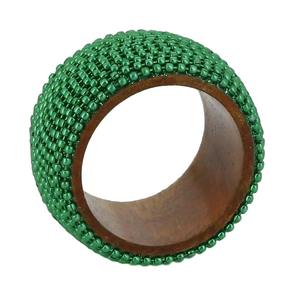 Perles vertes Rond de serviette Accessoire de décoration de table élégant pour la maison, mariage et fête Pièce décorative élégante faite à la main - Product Image 2