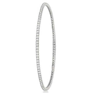Bracelet et jonc en or blanc 14 carats serti de diamants éternels empilables 2,60 ct - Product Image 3