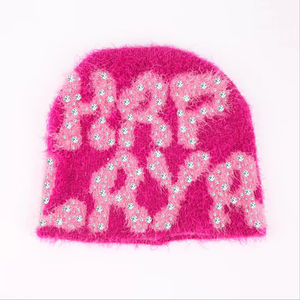 Bonnets personnalisés en tricot jacquard 100% laine Chapeaux unisexe Designer Respirant Doux Confort Couleurs unies Voyage - Product Image 6