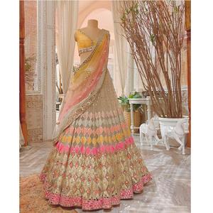 ผ้าปักสะท้อนแสง,สินค้ามาใหม่ปี2022สีเหลืองแบบดั้งเดิมชุดปาร์ตี้แต่งงานทันสมัยน้ำหนักสุทธิติดกระจกทำงานลำดับ Lehenga Choli - Product Image 1