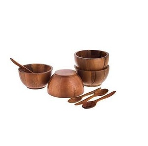 Bol en bois ustensiles de cuisine utiliser usine réutilisable fait à la main 100% bol en bois d'acacia rond naturel - Product Image 2