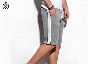 Pantalones cortos de lana transpirables de secado rápido para hombre, pantalones cortos deportivos de entrenamiento medio, material de lona de punto personalizado, OEM - Product Image 4