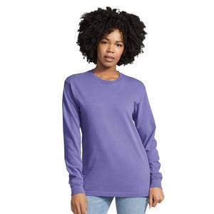 Camiseta de Manga Larga de Algodón para Mujer, Color Azul, Transpirable, Venta al por Mayor - Product Image 4