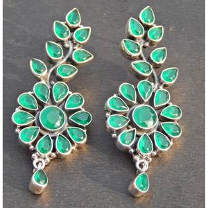 Pendientes de Plata de Ley 925K hechos a mano, tachuelas de piedras preciosas Verdes Naturales, regalo de joyería de oro rosa - Product Image 5