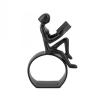 Noir en détresse enduit de poudre en aluminium métal vélo cavalier Figurine luxe Art Style maison objet décoratif