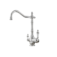 Robinet de cuisine contemporain en laiton à double poignée, doré, rotatif à 360°, 3 voies, avec filtre à eau, capteur sans contact, cartouche céramique, pour montage sur plan.