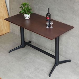 Table basse rectangulaire 120x60cm avec double pieds en fer, design minimaliste en bois de chêne, convertible, mobilier de salon CFD68189 - Product Image 2