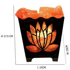 Lampe de sel de l'Himalaya rose naturelle pure de haute qualité, lampes de table de luxe avec panier en fer, décoration d'intérieur sculptée d'animaux - Product Image 3