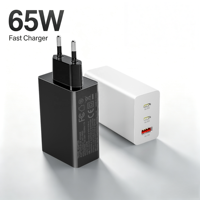 Chargeur mural rapide GaN 65W 2C1A PD QC en gros, prises US EU UK en option, chargeur multi-appareils, faible MOQ, garantie 1 an
