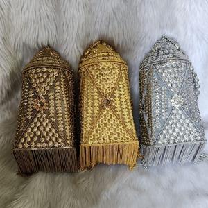 Vivid JM2515 fait à la main Vintage indien métal embrayage pierre motif chaîne sangle acrylique doublure rabat fermeture-cadeau pour les mariages - Product Image 1