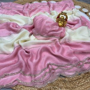 Saree en soie ombragée avec chemisier fantaisie de créateur Vêtements de mariage et de fête indiens et pakistanais magnifiques - Product Image 1