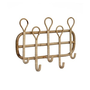 <b>Rustic</b> Handmade Rattan Non-Woven Single Tier Clothes Hanger for <b>Wardrobe</b> Closet Bathroom Organization Home Storage - Product Image 1