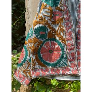 Wholesale Uzbek Embroidered Suzani Jacket Unisex Short Cotton Jute Fabric <b>Coat</b> with Floral Pattern for Spring Season - Product Image 3