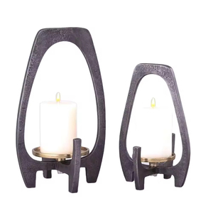 Juego de 2 portavelas decorativos para decoración de villas, portavelas de aluminio de buena calidad, diseño moderno personalizado - Product Image 2