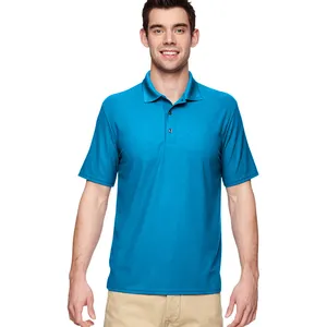 Prix pas cher Polos à manches courtes bleu royal à 3 boutons Premium Wear T-shirts polo à haute évacuation de l'humidité pour hommes