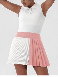 Tenue de golf de tennis écologique personnalisée pour femmes polo respirant avec logo avant jupe taille haute plissée pour le yoga sportif - Product Image 2