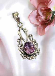 Amethyst Pendant Gemstone 925 Sterling Silver Handcrafted Jewelry for Children's & Women High Quality February <b>Birthstone</b> Gift - Product Image 5