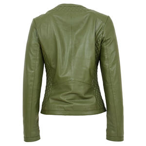 Precio barato, calidad superior, diseño personalizado, talla adulta, chaqueta de cuero genuino para mujer, chaqueta de cuero de secado rápido hecha a medida para mujer - Product Image 3