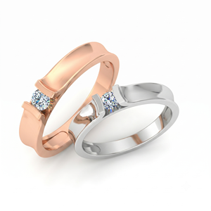 Anillo de Compromiso Clásico con Diamantes, Anillo de Pareja con Diamantes Redondos de Corte Brillante, Diamantes Naturales y Cultivados en Laboratorio - Product Image 1