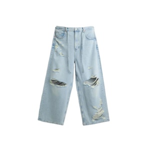 ใหม่กางเกงยีนส์ชายทรงหลวมซักแบบเป็นกรดมีกระเป๋าด้านหน้าด้านหลังที่มองหาได้ดีที่สุดสำหรับผู้ชายขนาดใหญ่ปรับแต่งได้ - Product Image 4