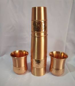 Vente en gros de dernière bouteille d'eau en cuivre pur faite à la main verres écologiques logo personnalisé emballage style classique pour cadeaux - Product Image 5