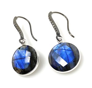 925 argent Sterling naturel Labradorite boucles d'oreilles bijoux victoriens avec diamant usine en gros cadeau parfait pour elle - Product Image 1