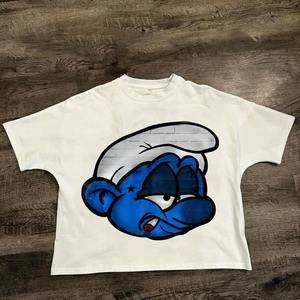 เสื้อครอปไซส์ใหญ่ผ้าคอตตอนและใยไม้ไผ่สำหรับผู้ชายเสื้อครอปไซส์ใหญ่พิเศษเสื้อครอปสตรีทแวร์ไหล่ตกสำหรับ100% - Product Image 2