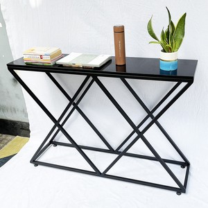 XConcept CST007 Modern <b>Console</b> Table <b>Black</b> Wood Top and Iron Frame for Entry Villa Living Room Hotel or Bedroom Decor - Product Image 5