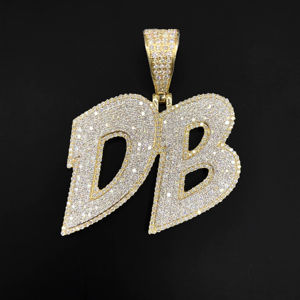 Custom <b>Initial</b> Hip Hop Iced CZ Diamond Stainless Steel Unisex <b>Pendant</b> - Product Image 1