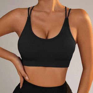 Sujetador Deportivo de Alta Calidad y Transpirable para Mujer, con Logotipo Personalizado, Espalda Cruzada, Top Corto de Yoga, Alto Impacto, Estilo Simple sin Espalda - Product Image 1
