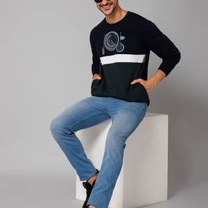 Pull à col rond lourd pour homme, en coton à l'intérieur, sweat-shirt à col rond, pull d'hiver imprimé pour homme - Product Image 4