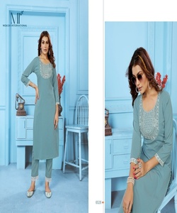 Estilo indio pakistaní Salwar kameez listo para damas traje de algodón cosido vestidos de mujer elegantes - Product Image 4