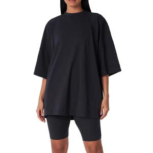 Traje corto deportivo de moda de algodón 100% de alta calidad personalizado para mujer sólido de dos piezas - Product Image 6